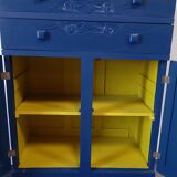 Commode des années 30 en bleu nuit et jaune