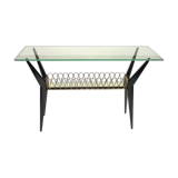 Console Italian mahogany & glass 1950 s