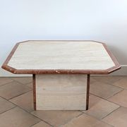 Travertine and marble coffee table