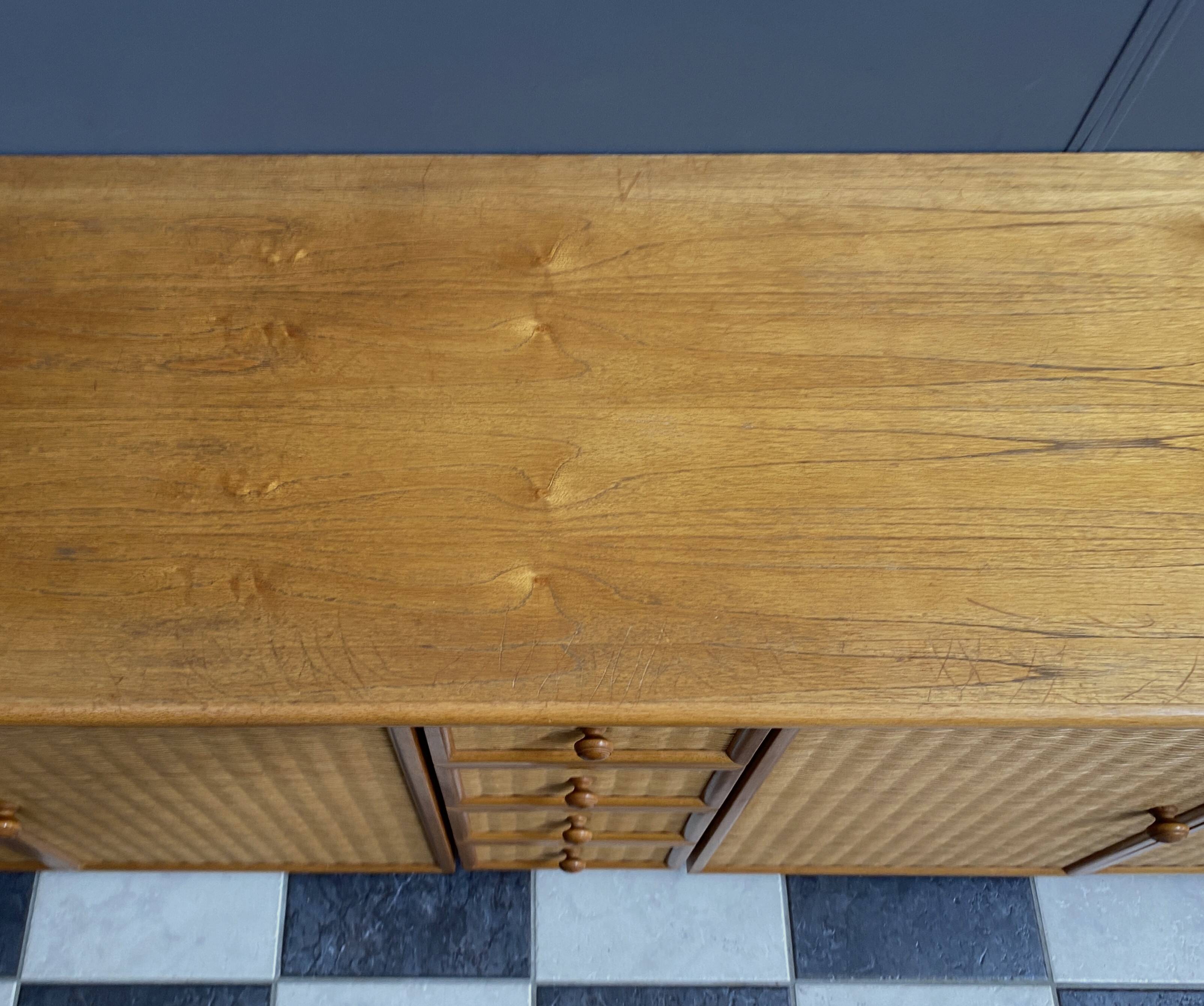 Large blonde Wicker & wood webbing sideboard