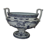 Delft earthenware planter with mill decoration