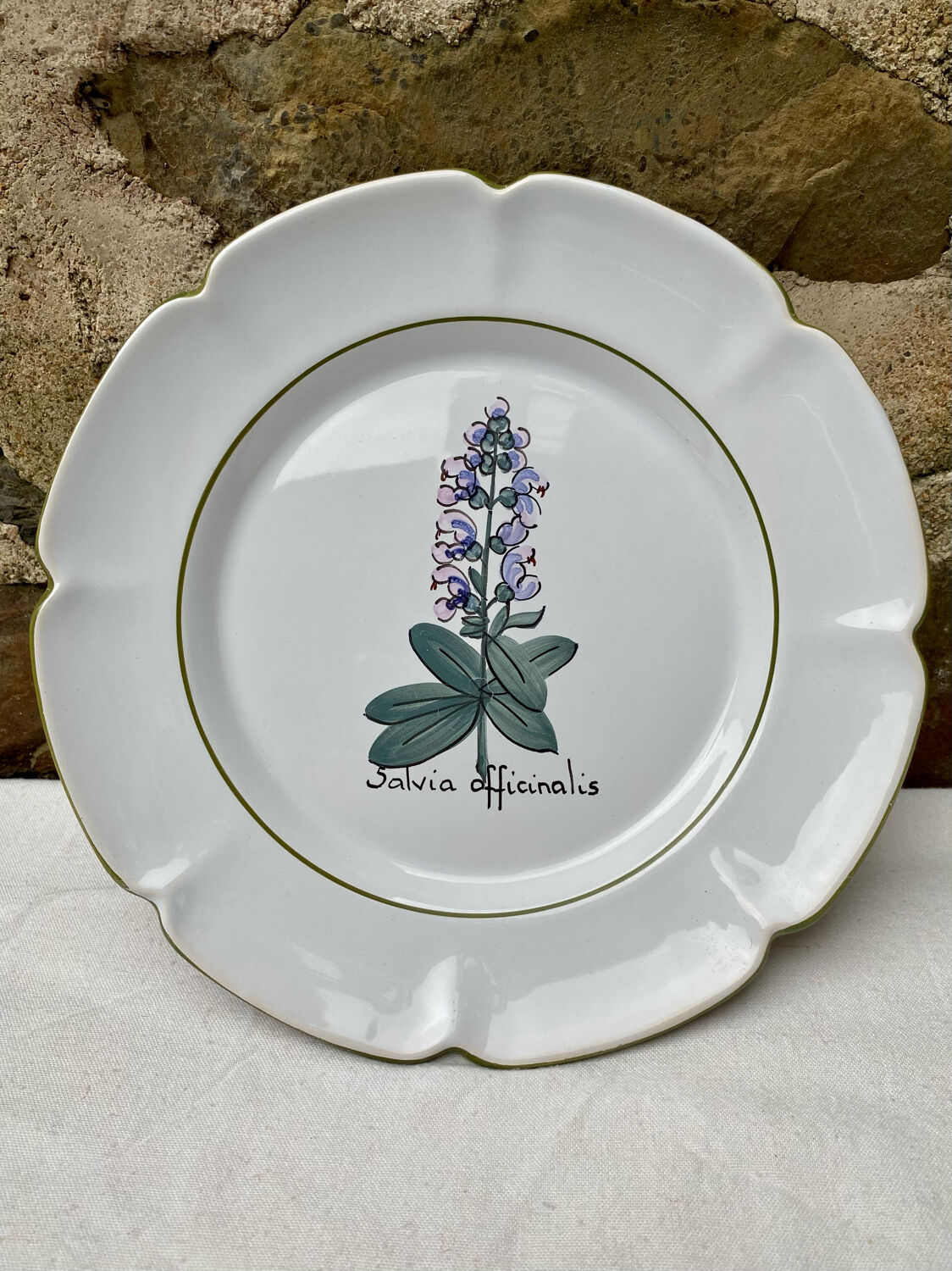 Assiette décor plante médicinale Charolles