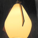 Italian hanging lamp in brass opaline and teak from the 70s