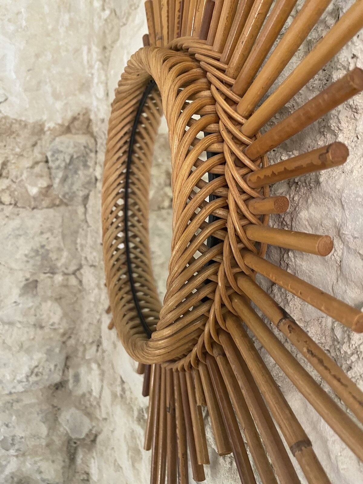 Elegant Sun Rattan Mirror