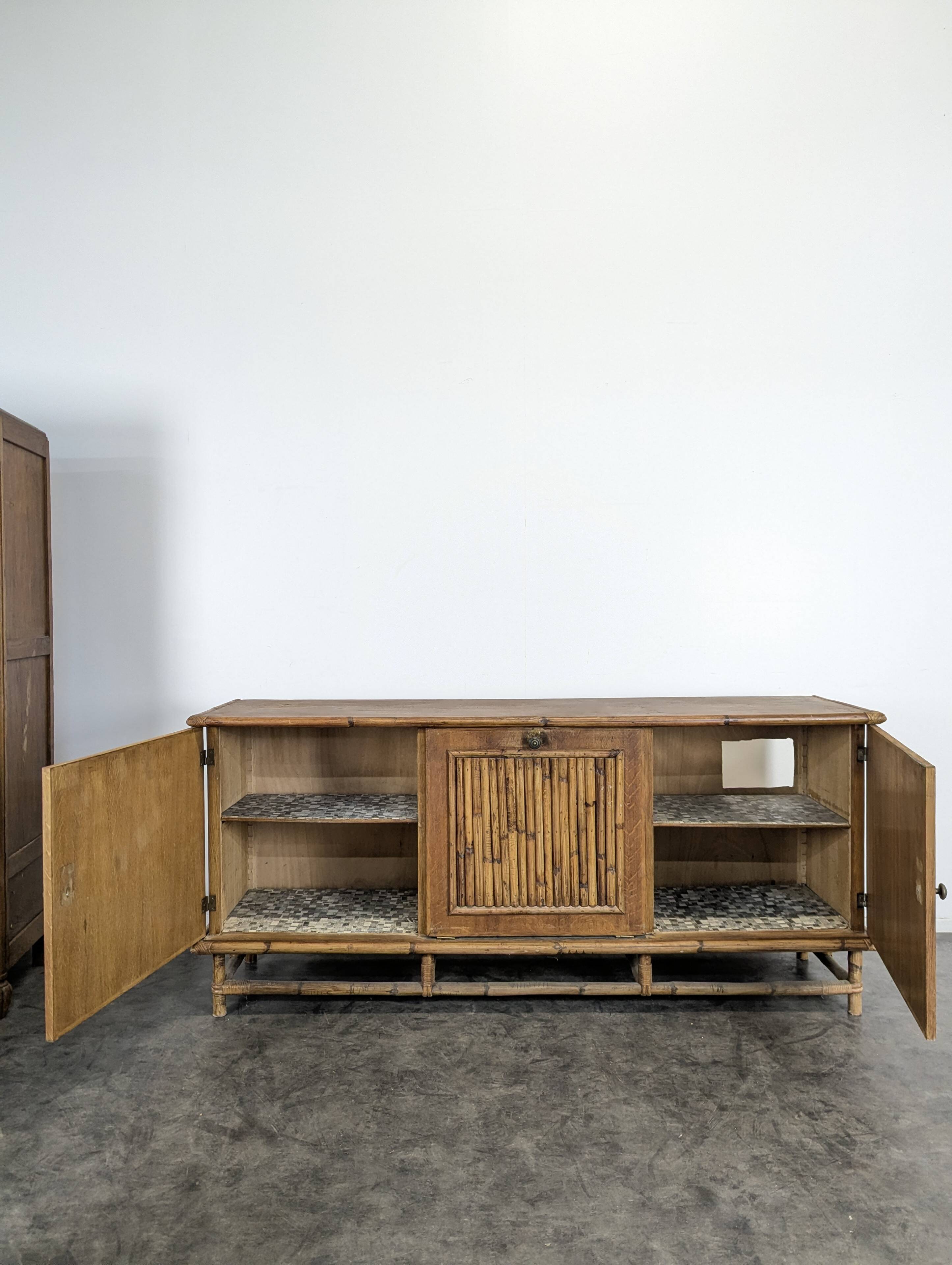 Enfilade en bambou fendu, années 60