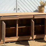 Enfilade / antique buffet in solid raw wood with 3 drawers.