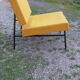 Vintage 50s armchair with black metal base and fabric seats