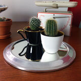 Silver round mirror tray