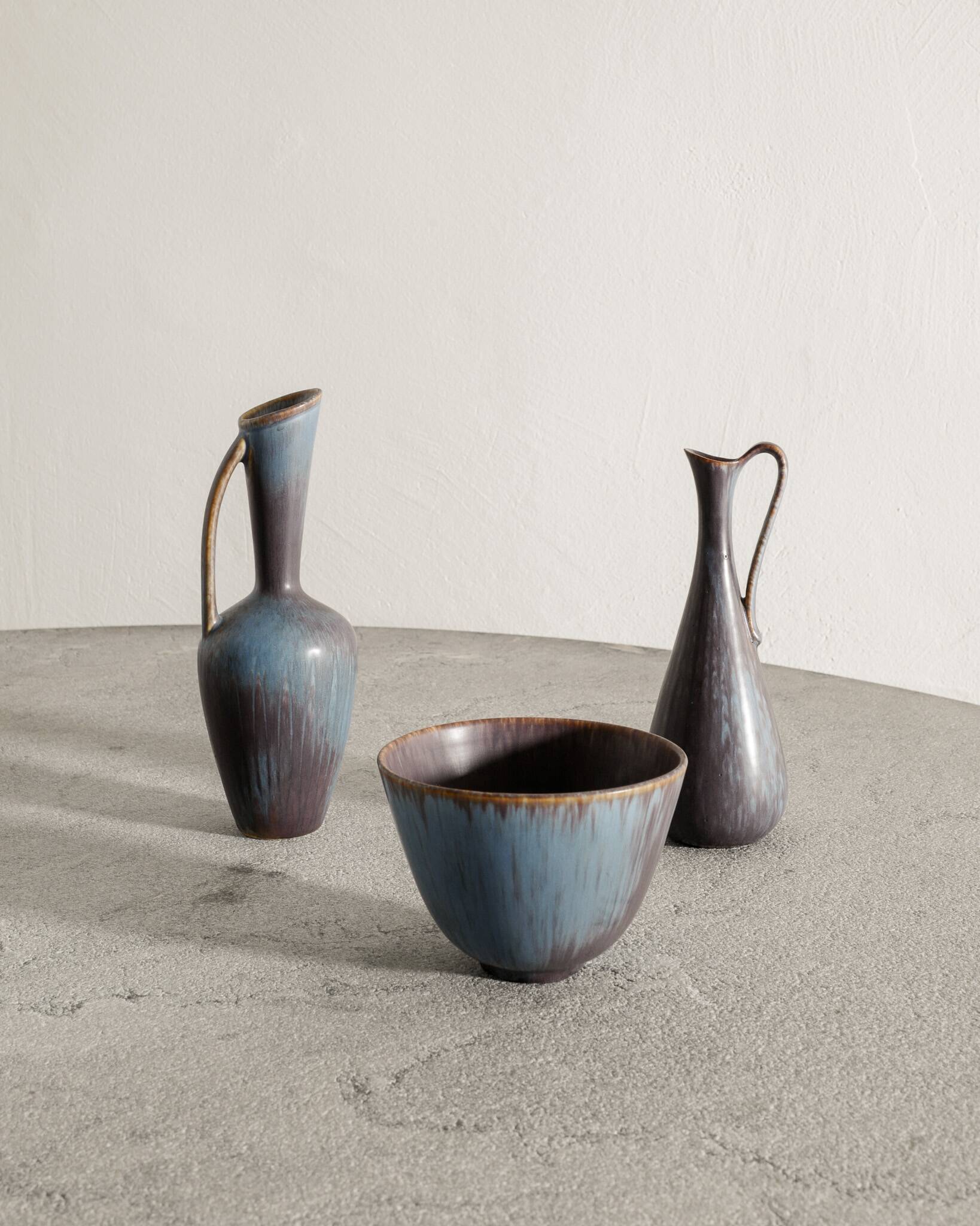 Set of Vintage Swedish Mid Century Blue Ceramics by Gunnar Nylund, 1950s