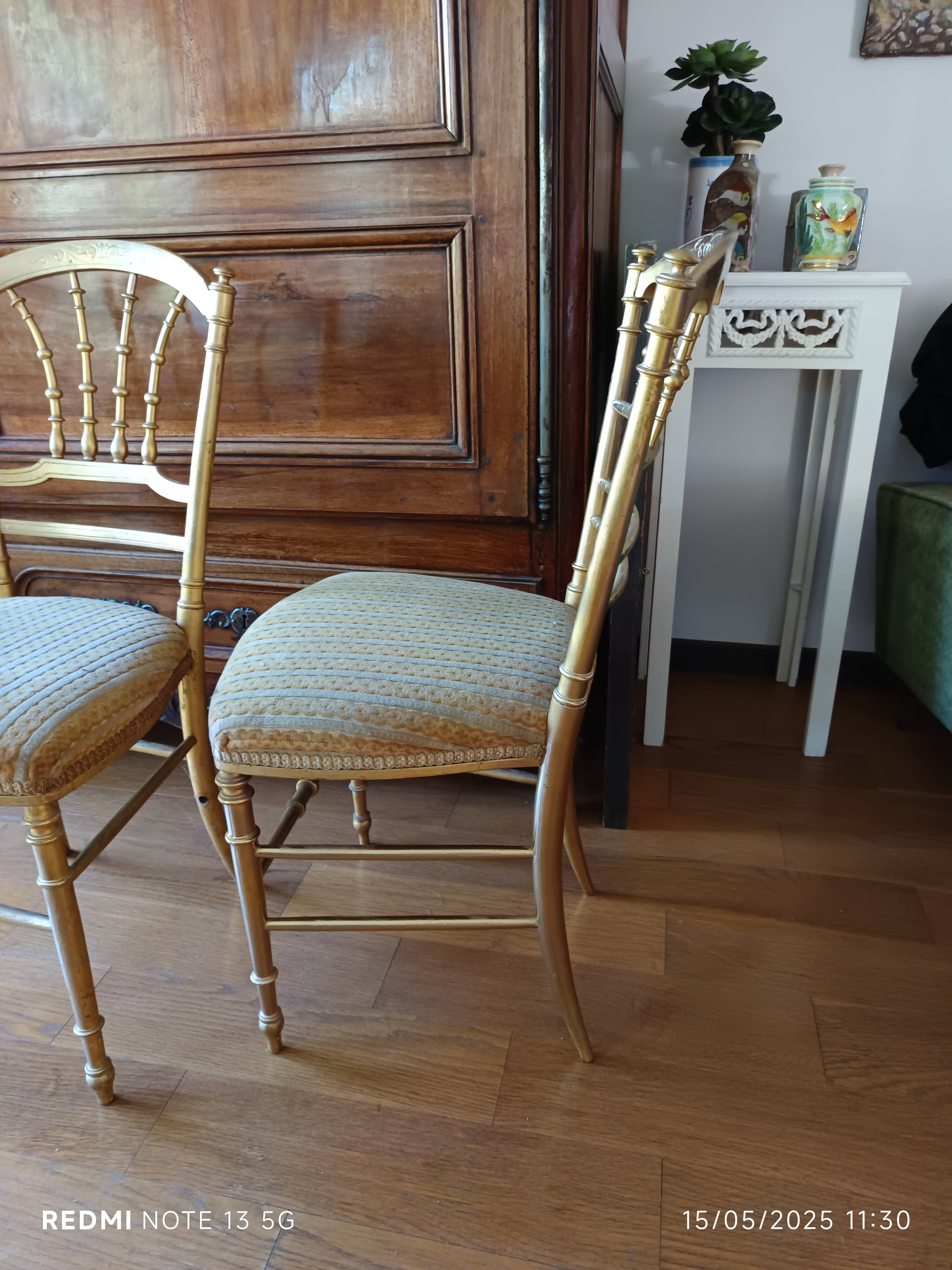 2 gilded Napoleon III bedroom chairs, 1900s