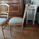 2 gilded Napoleon III bedroom chairs, 1900s