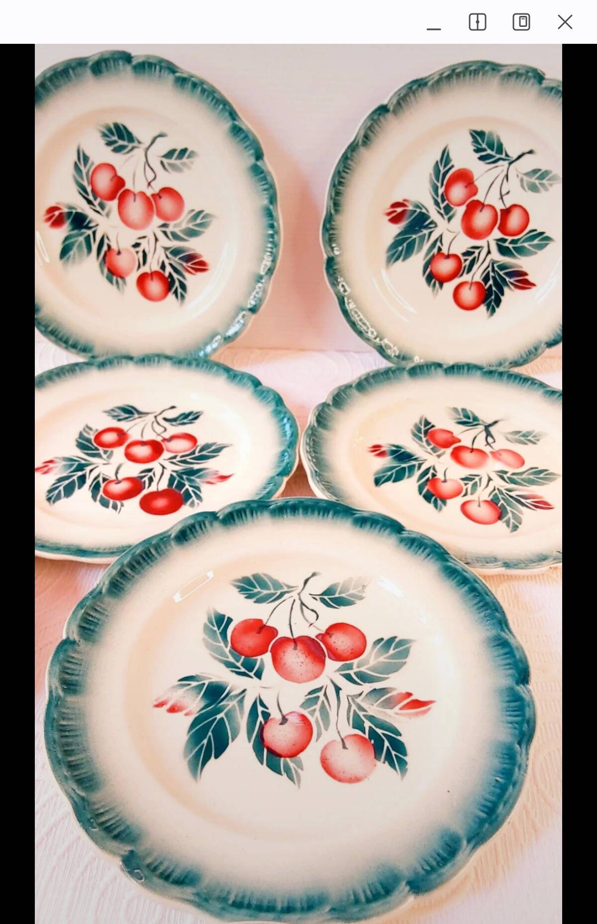 Badonviller ''Bouquet of cherries'' dessert plates