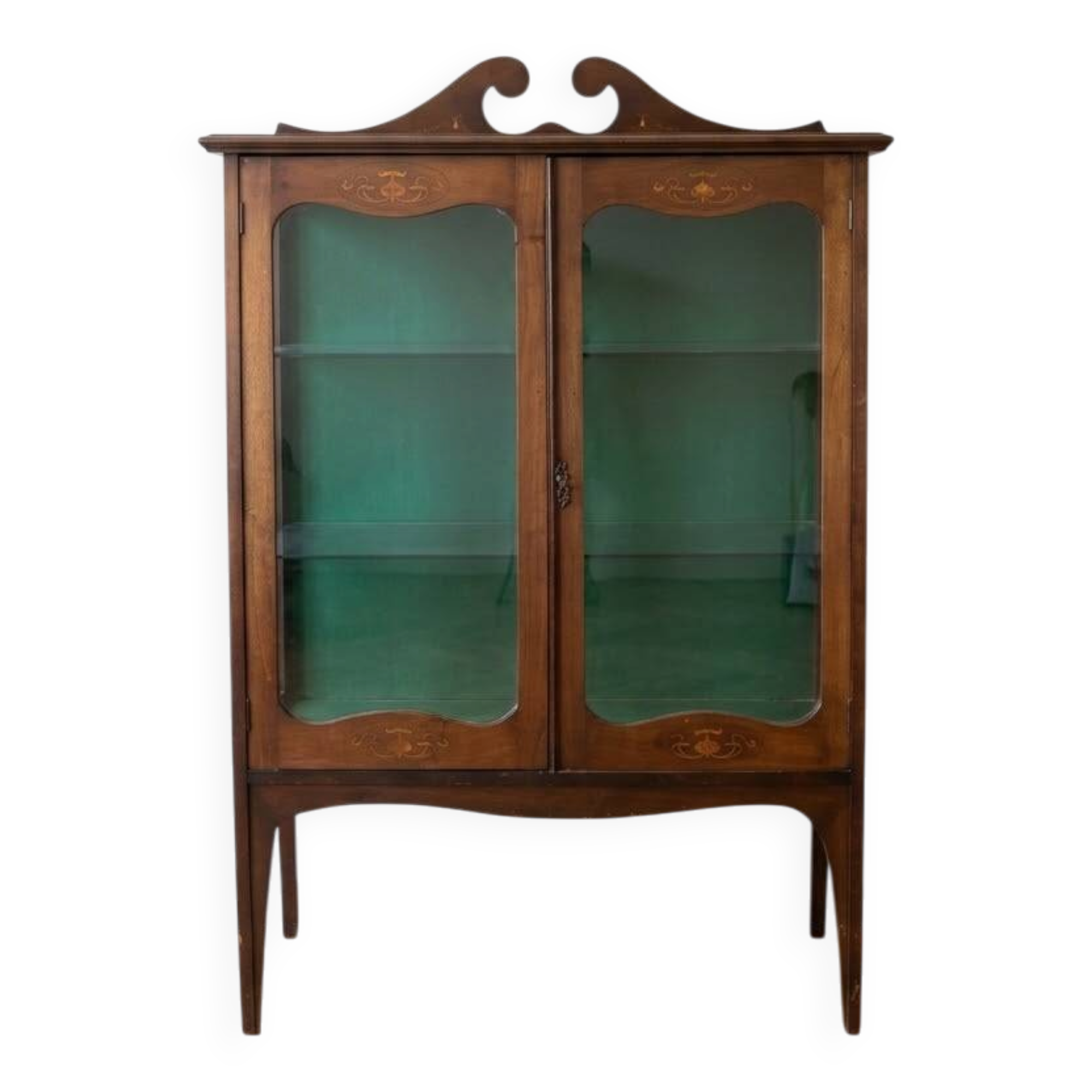 Vintage display cabinet in marquetry wood
