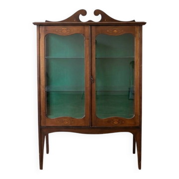 Vintage display cabinet in marquetry wood