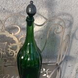Bouteille en verre verte bouchon vert et étain ancienne