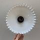 White opaline pendant light with transparent serrated edges