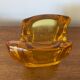 Antique Vintage Orange Yellow Molded Crystal Pocket Ashtray #C268