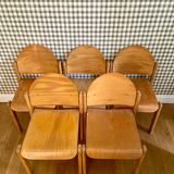 Set of 5 MMO chairs in thermoformed wood - circa 1980.