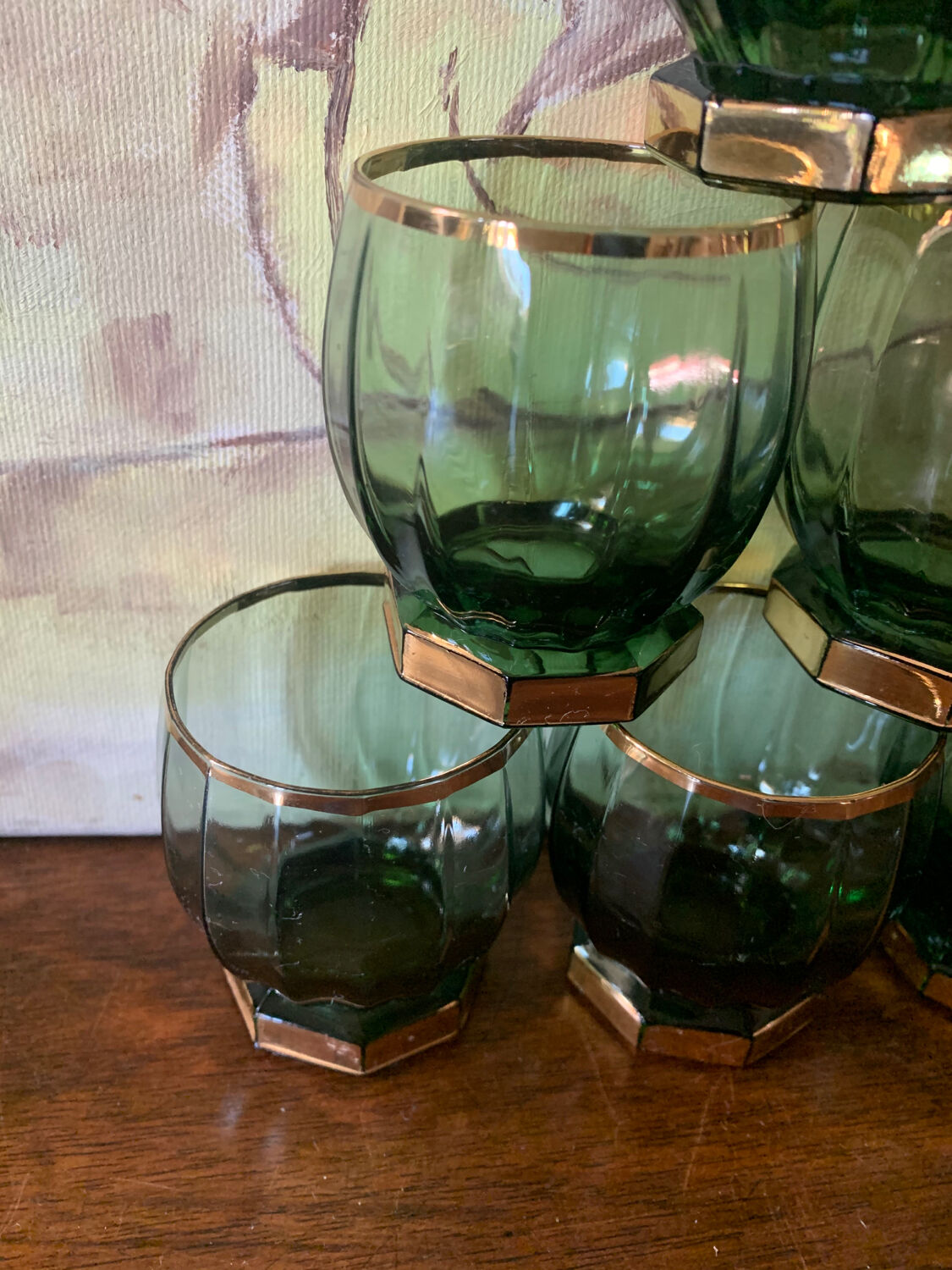 6 art deco glasses