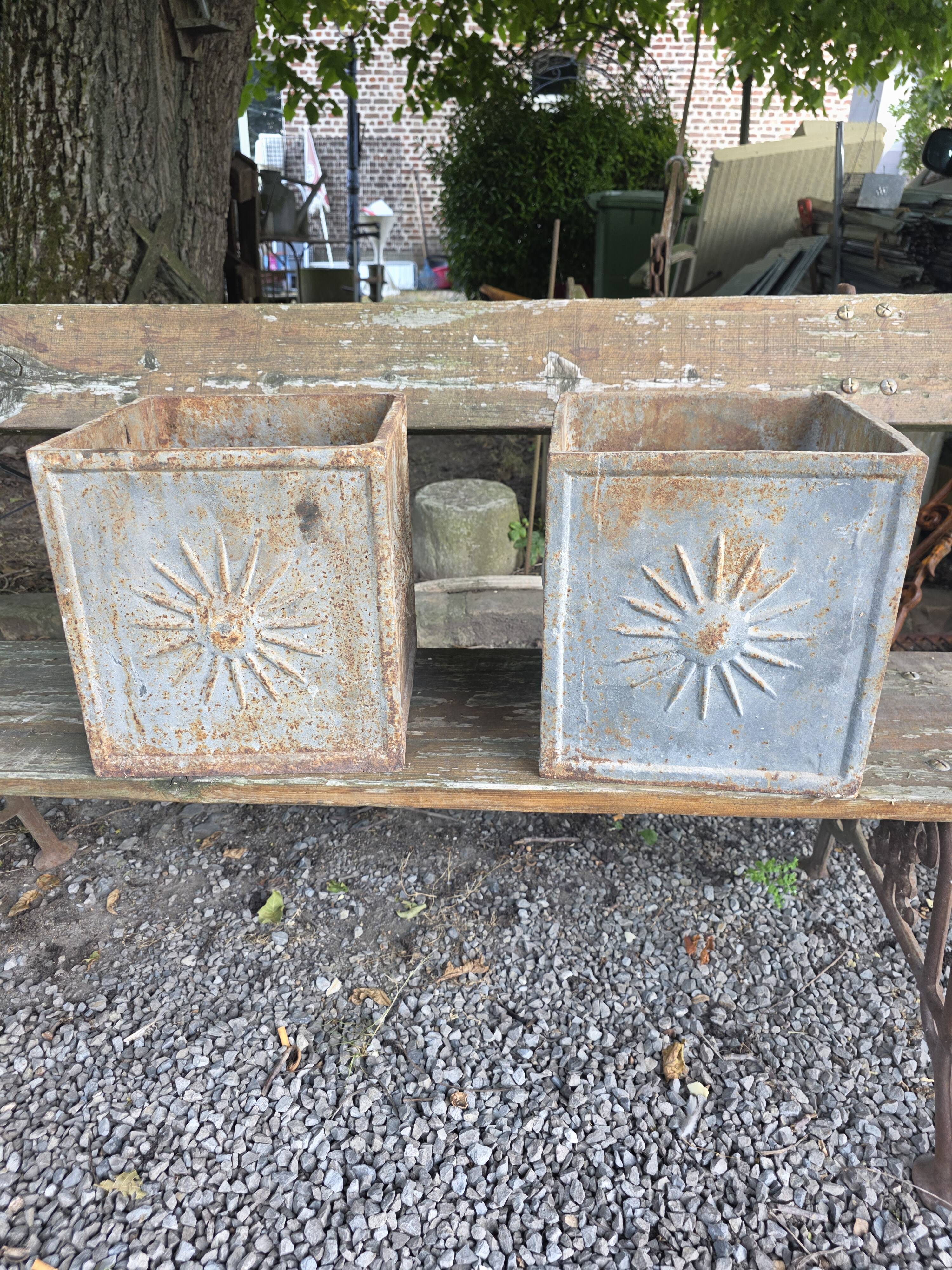 Pair of cast iron planters