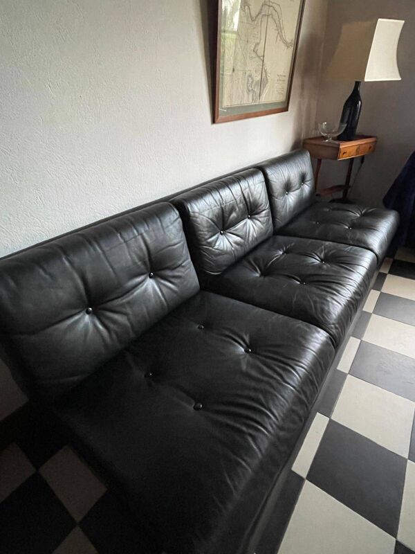 Canapé en cuir mobilier international 70's