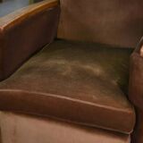 Pair of Art Deco velvet club chairs in the style of Jules Leleu, 1930s