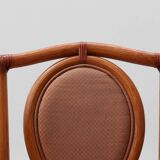 Set of 6 bamboo dining room chairs with geometric upholstery by Gasparucci
