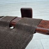 1970s, Scandinavian armchair, original condition, furniture leather, bent wood, canvas.