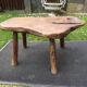 Brutalist vintage coffee table with 4 feet in oak