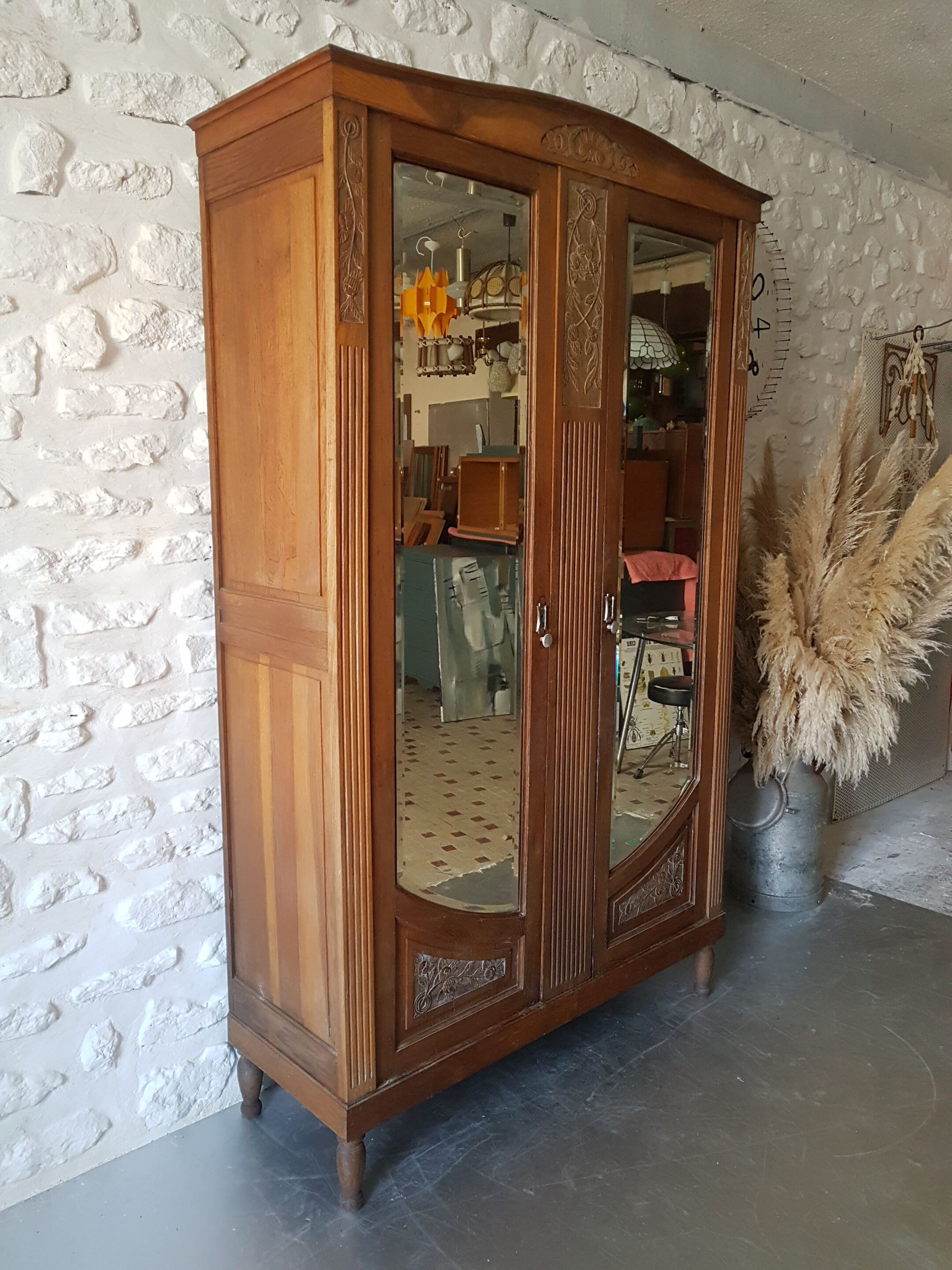 Large wardrobe with glass Deco / mirror