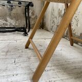 Beech and straw folding chair from the 80s