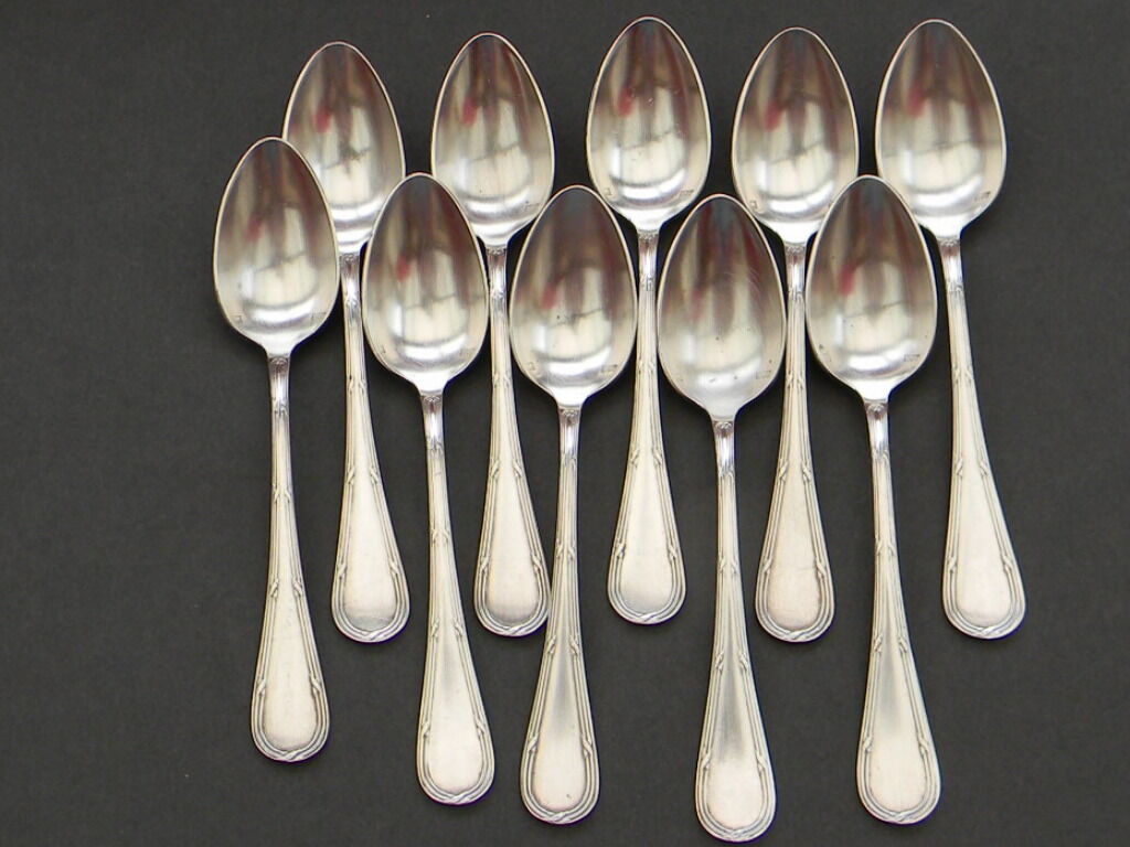 Set of 10 teaspoons in silver metal argit