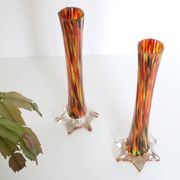 Duo of soliflores in mouth-blown glass