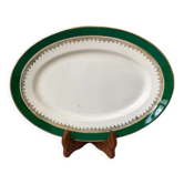 oval flat Digoin Sarreguemines model "Martine" green and golden 50s