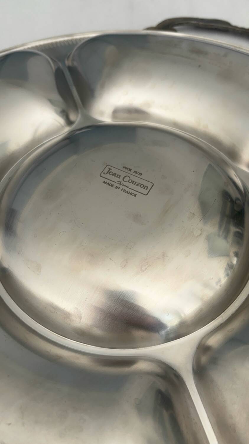 Round plateau Jean Couzon in stainless steel – Vintage design serving dish