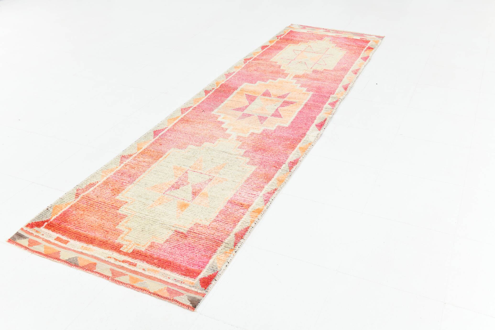 3x11 Light Pink Orientel Vintage Runner Rug, 96x333Cm
