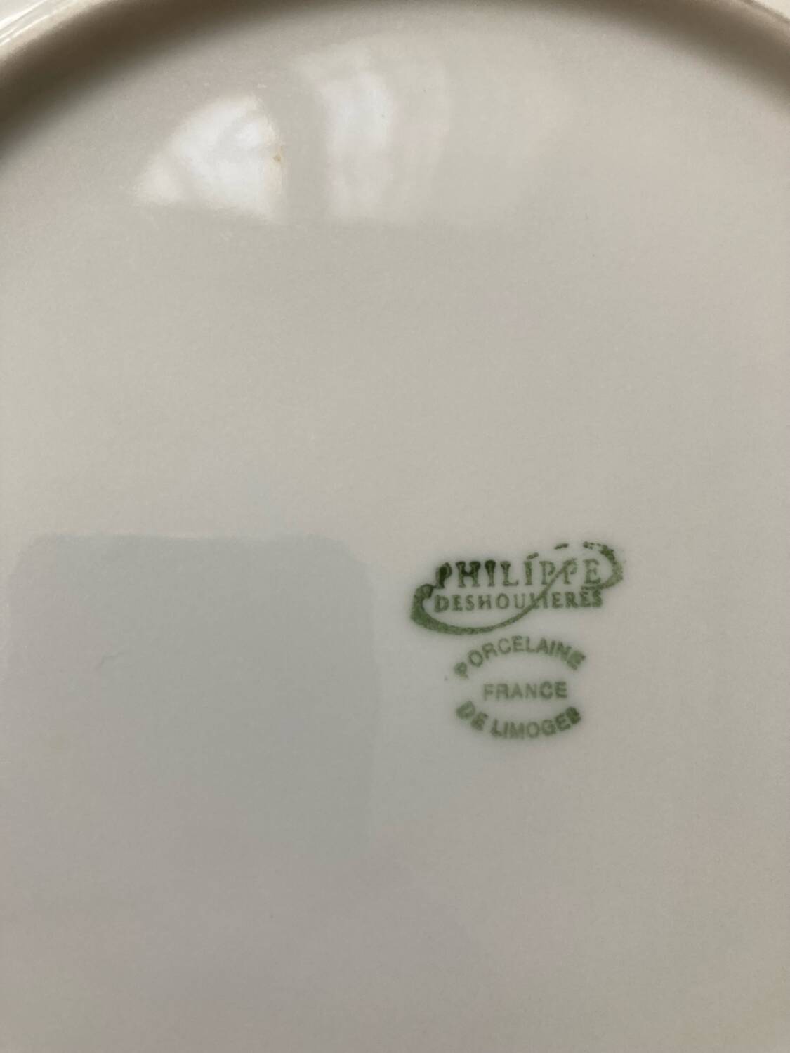 4 Limoges porcelain dinner plates Philippe Deshoulières California model