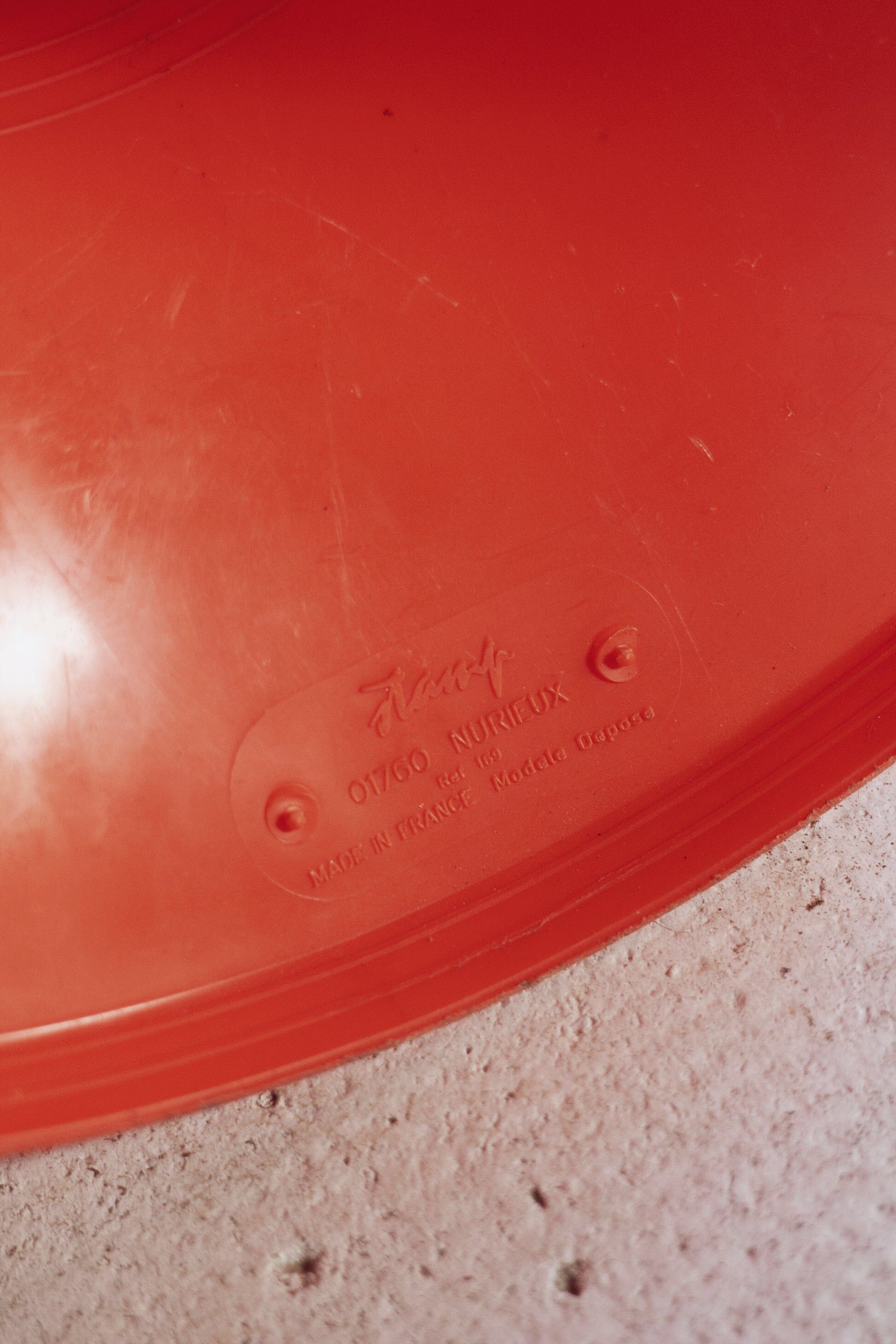 Dark orange Tam Tam stool by Henri Massonnet for Stamp, 1970