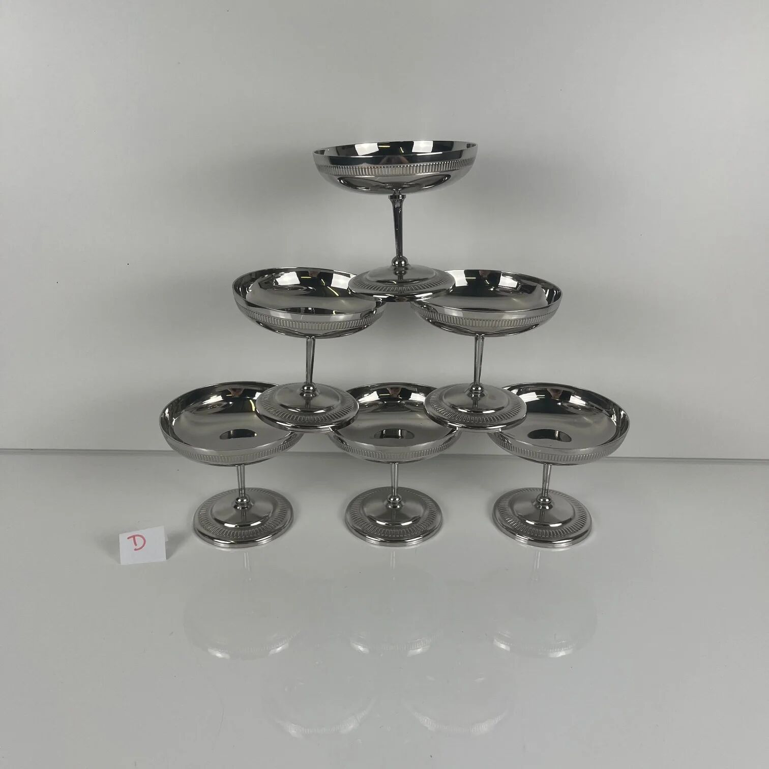 Lot de 6 coupes à glaces en métal, 1970 - Modèle D