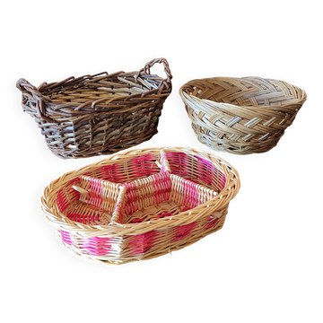 Set of 3 woven wicker table baskets