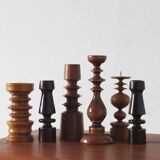 Scandinavian Wooden Candleholders, Set of 6
