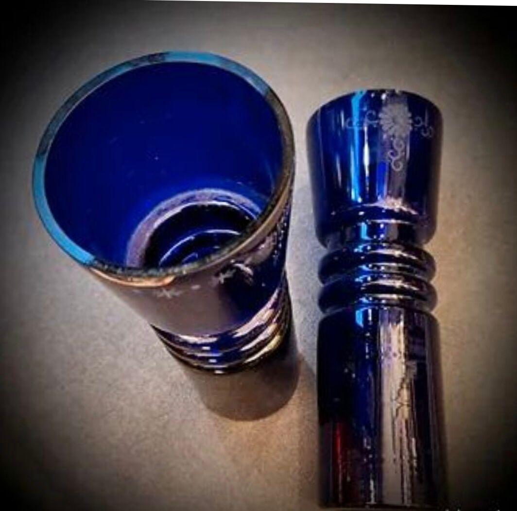 Pair of cobalt blue vases