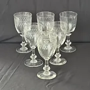 Wine glasses Antique Bohemian hand engraved crystal  – French country