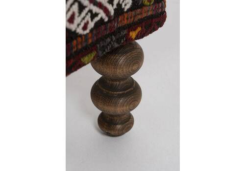 Turkish Handwoven Kilim Tribal Footstool Pouf