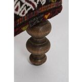 Turkish Handwoven Kilim Tribal Footstool Pouf