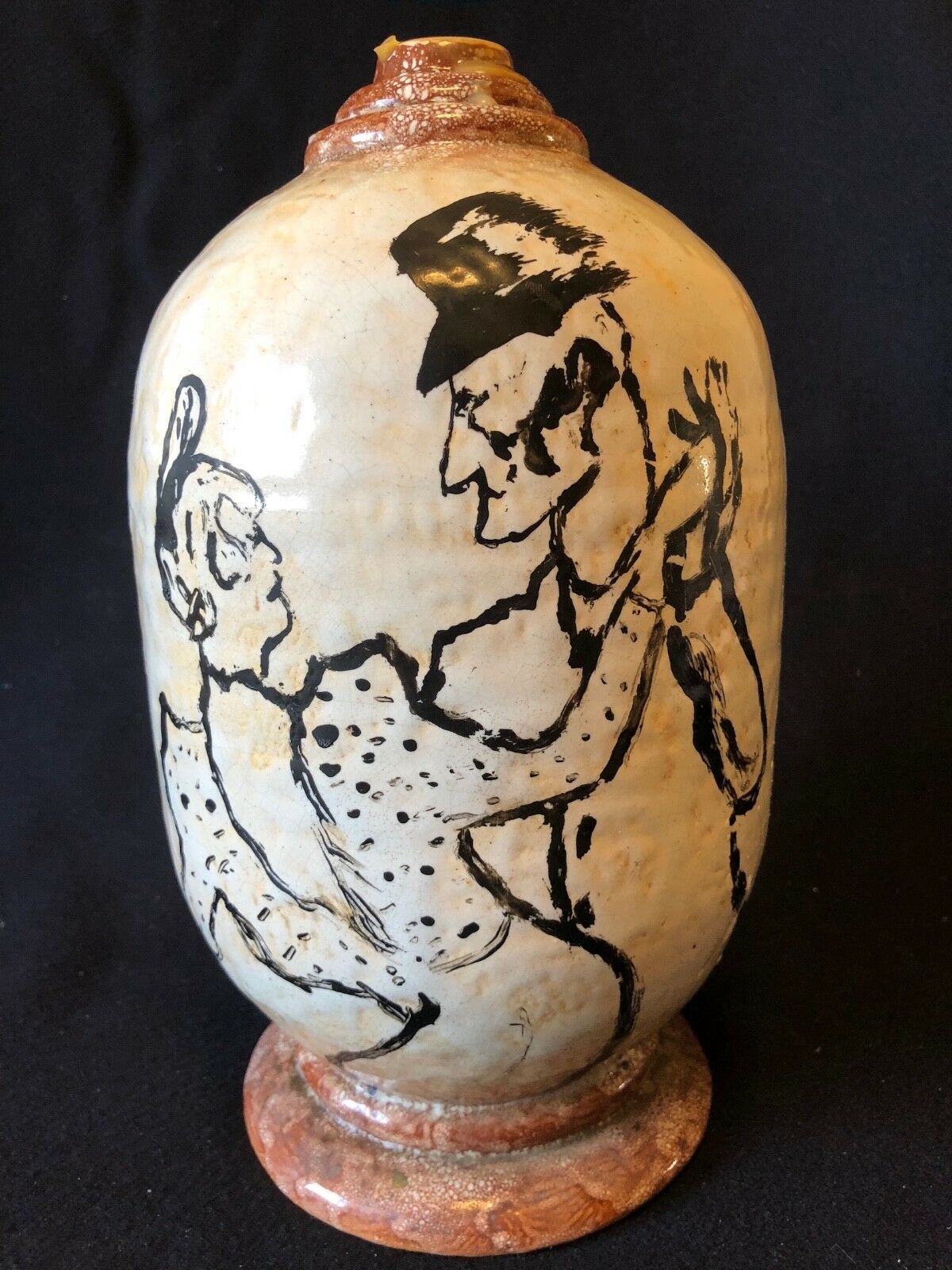 Vase Henri de Toulouse-Lautrec follower La goulue and Valentin le Désossé circa 1950