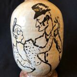 Vase Henri de Toulouse-Lautrec follower La goulue and Valentin le Désossé circa 1950