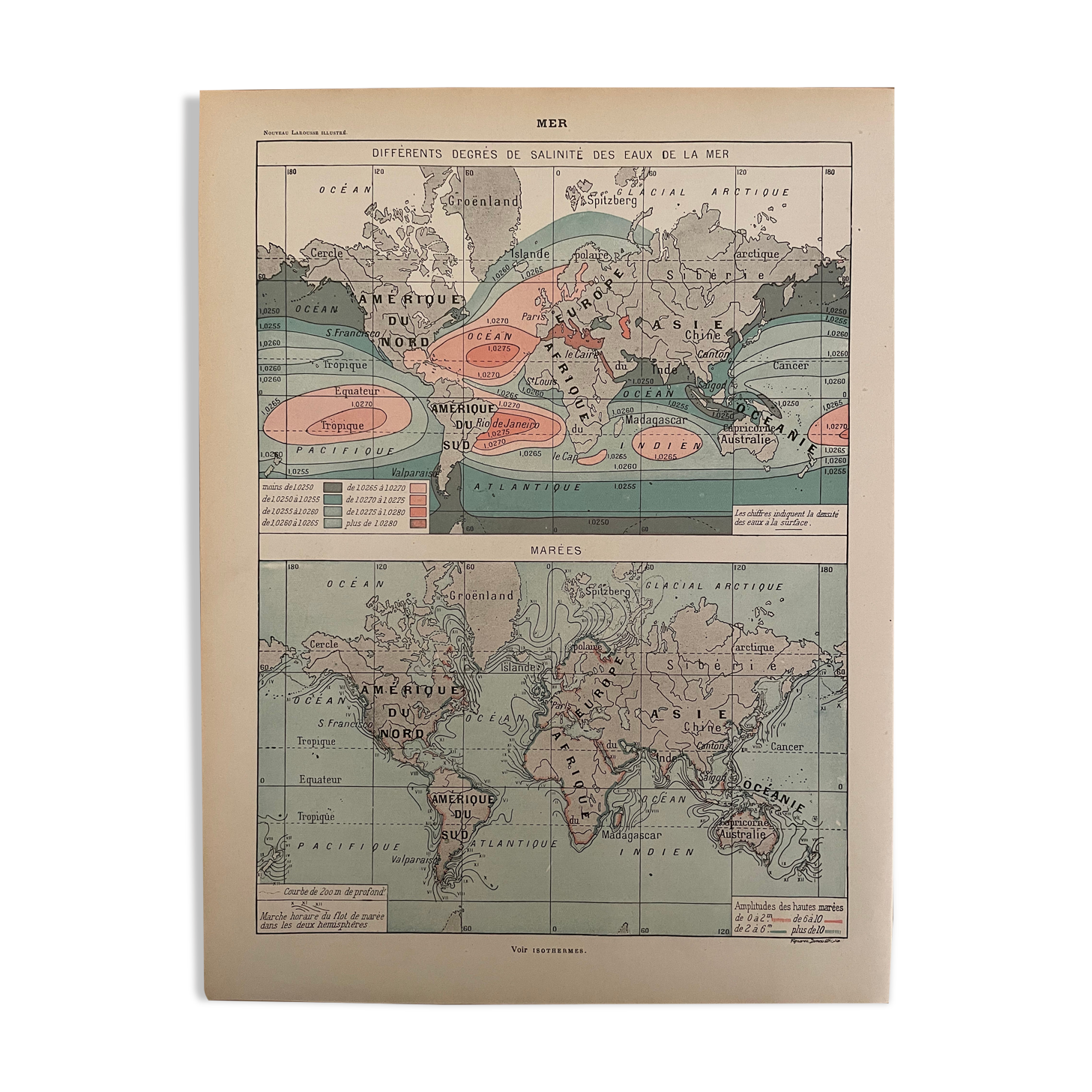 Lithograph engraving on the waters of the sea of 1897