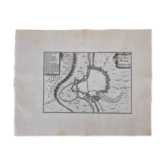 Gravure sur cuivre XVIIème siècle  "Plan de la ville de Menin"  Par Pontault de Beaulieu