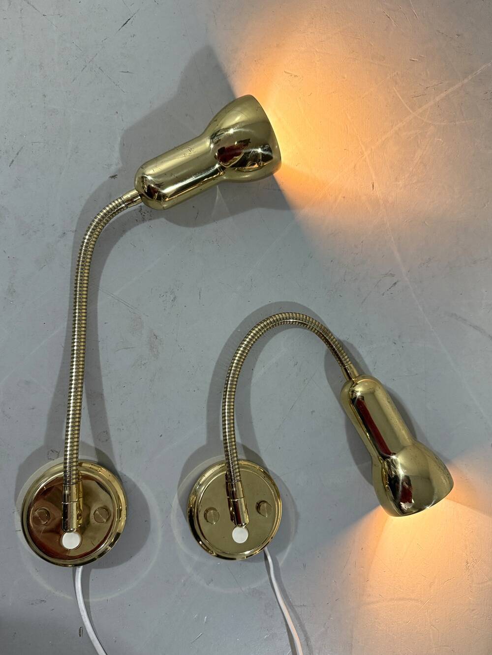 Brass flexible wall lamps, set of 2, 1960’s